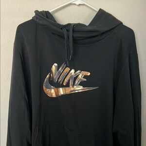 Nike Black Hoodie with Metallic Gold Logo